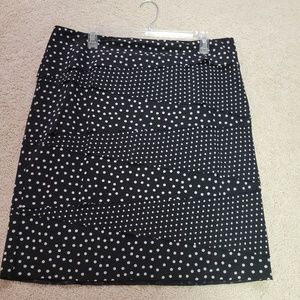 White House Black Market Skirt Size 14 Black/White Polka Dot Print